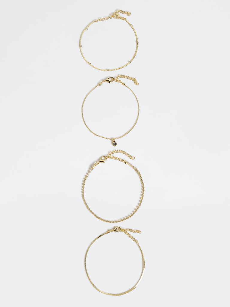 Westside Accessories Gold Dainty Chain Bracelets - Pack of 4