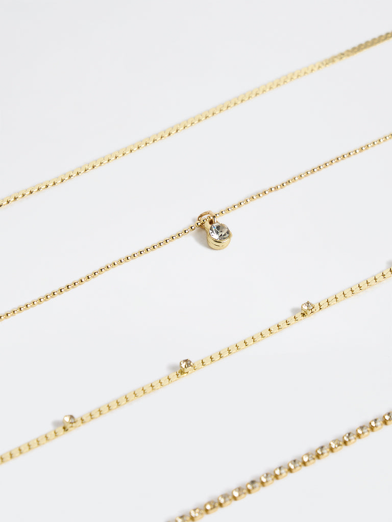 Westside Accessories Gold Dainty Chain Bracelets - Pack of 4