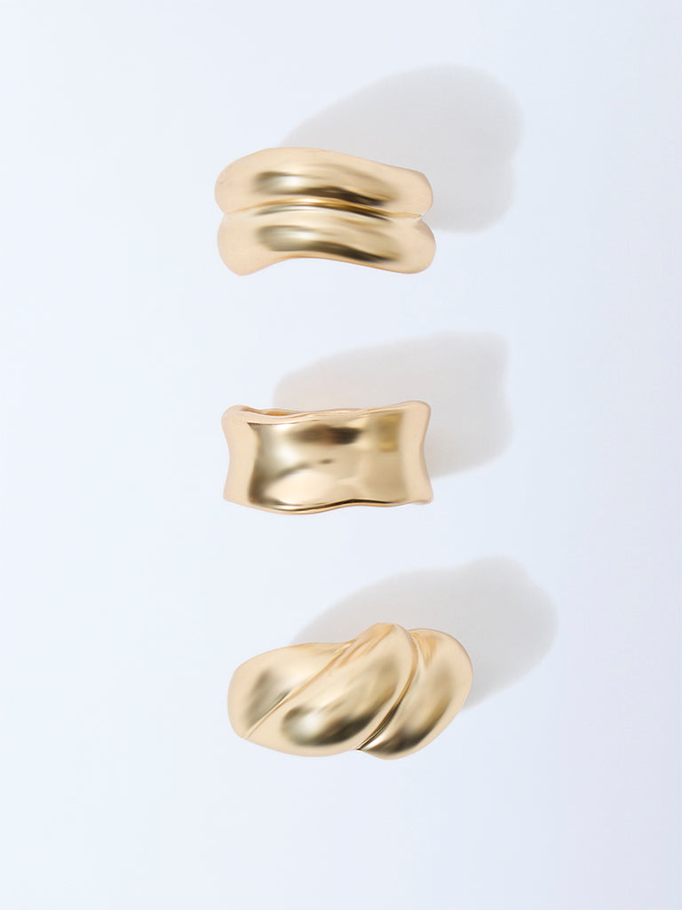 Westside Accessories Gold Molten Statement Rings - Pack of 3