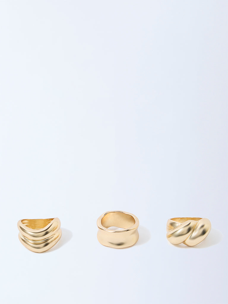 Westside Accessories Gold Molten Statement Rings - Pack of 3