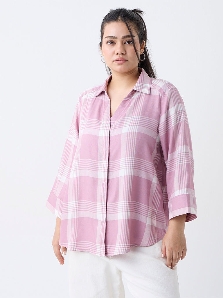 Gia Pink Checks Pattern Shirt