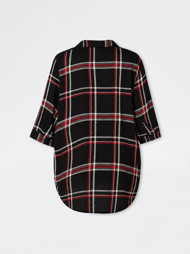 Gia Black Checkered High-Low Shirt