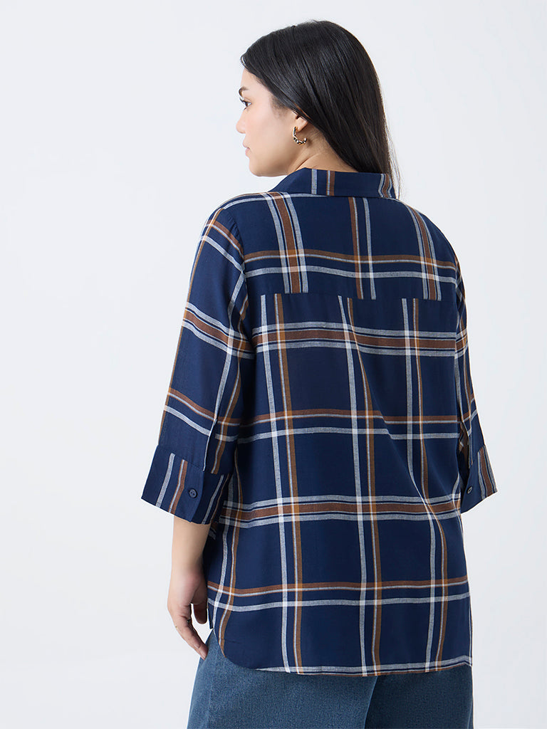 Gia Navy Checks Design Shirt