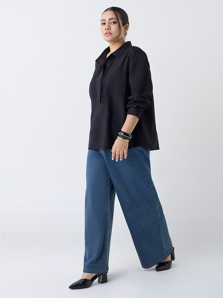 Gia Black Pintuck Detailed Blouse