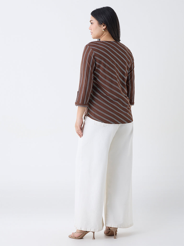 Gia Dark Brown Printed Top