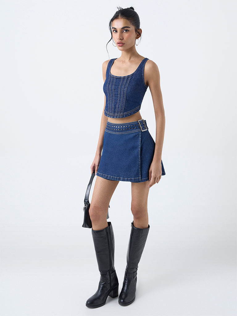 Nuon Blue Denim Bustier Top