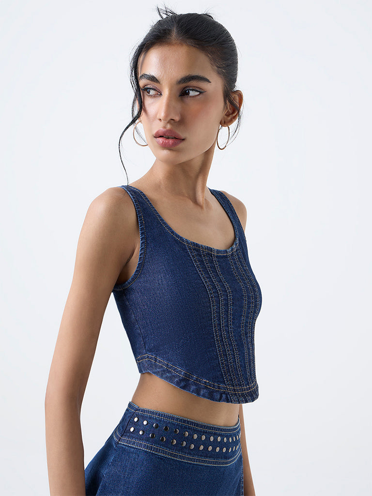 Nuon Blue Denim Bustier Top