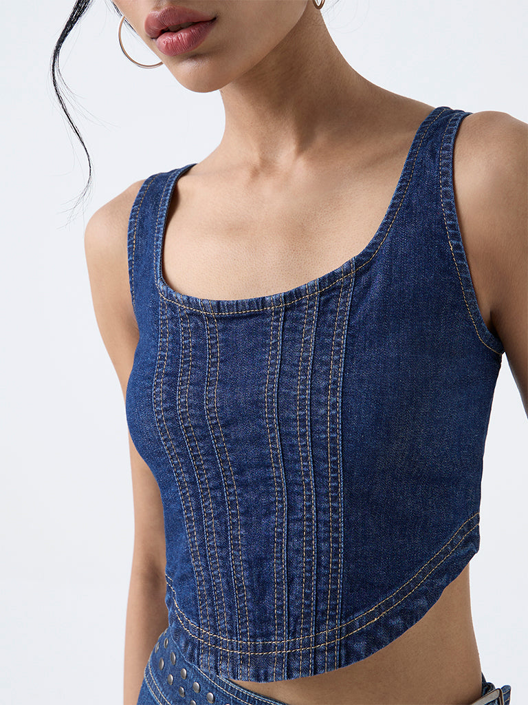 Nuon Blue Denim Bustier Top