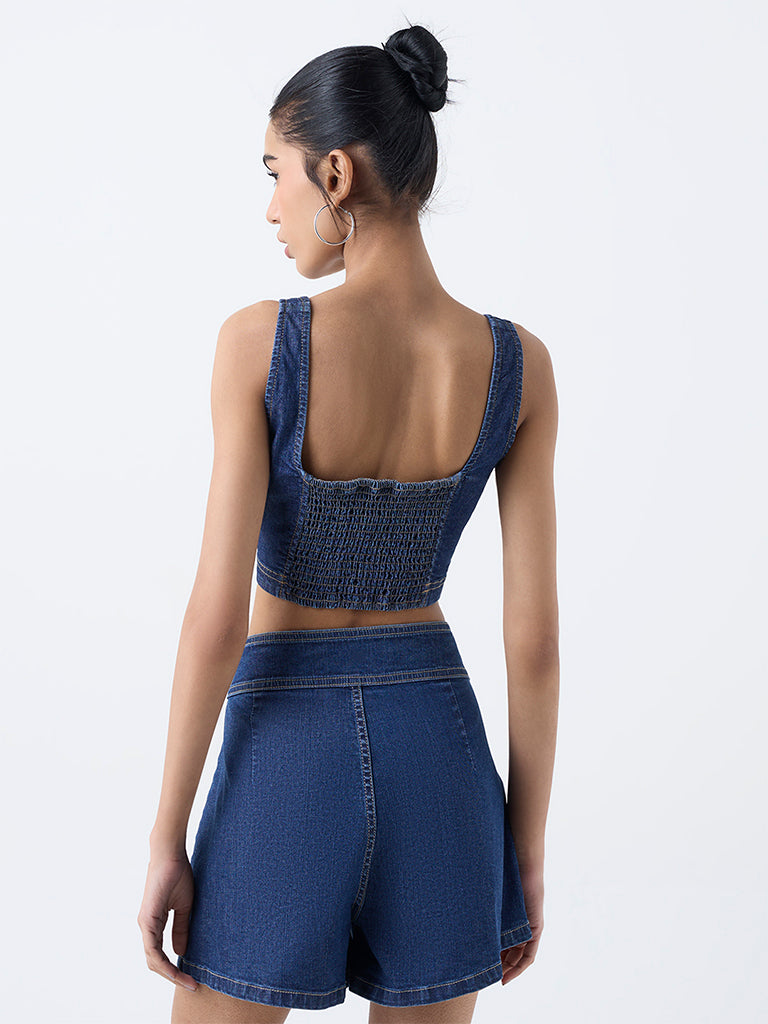 Nuon Blue Denim Bustier Top