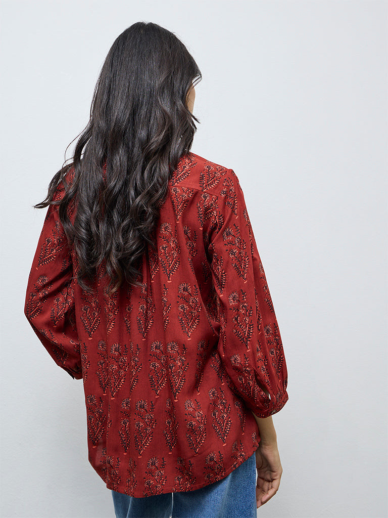 Utsa Red Botanical Printed Tunic