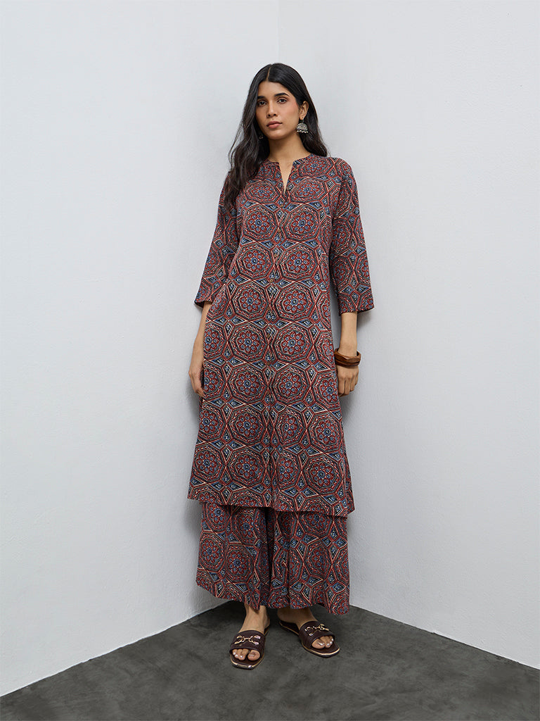 Utsa Red Printed Palazzos