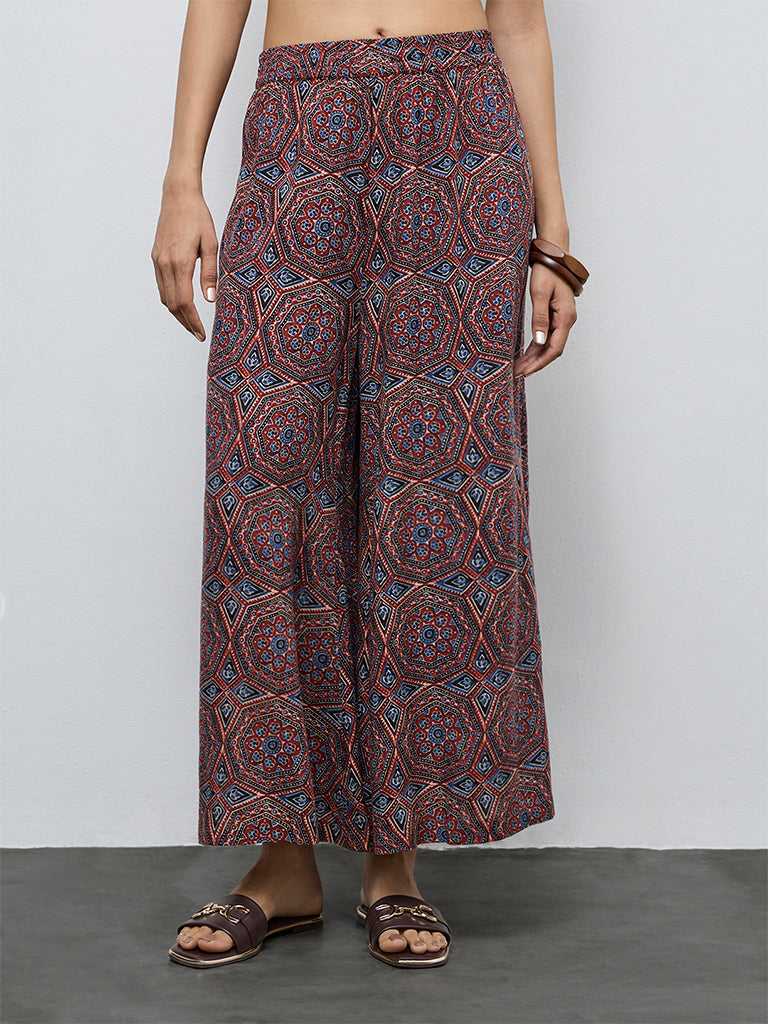 Utsa Red Printed Palazzos