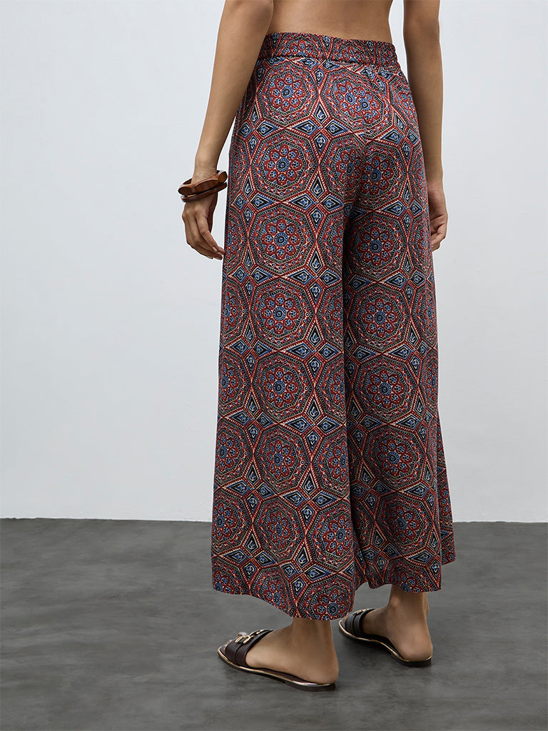 Utsa Red Printed Palazzos