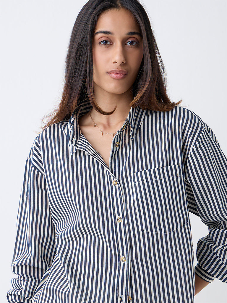 LOV Navy Striped Shirt