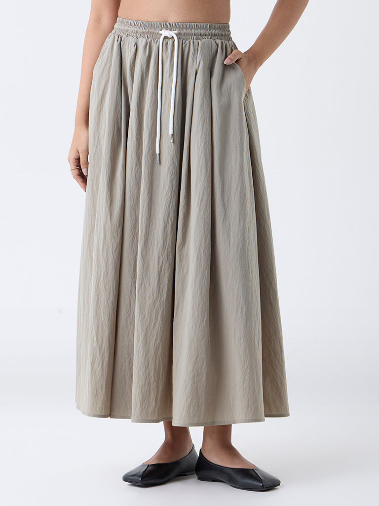 LOV Sage Solid High-Rise Skirt