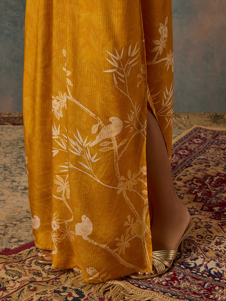 Botanical Design Mustard Kaftan