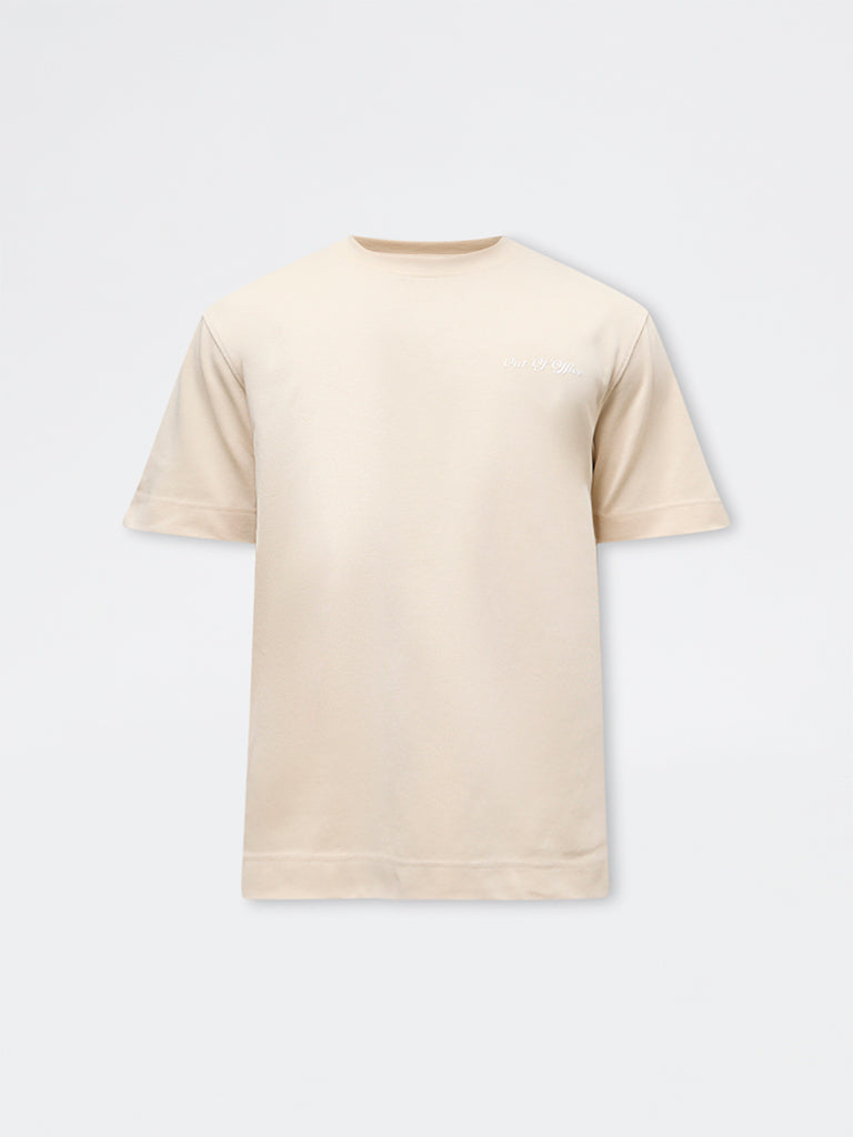 Nuoflexx Beige Typographic Relaxed-Fit Cotton-Blend T-Shirt