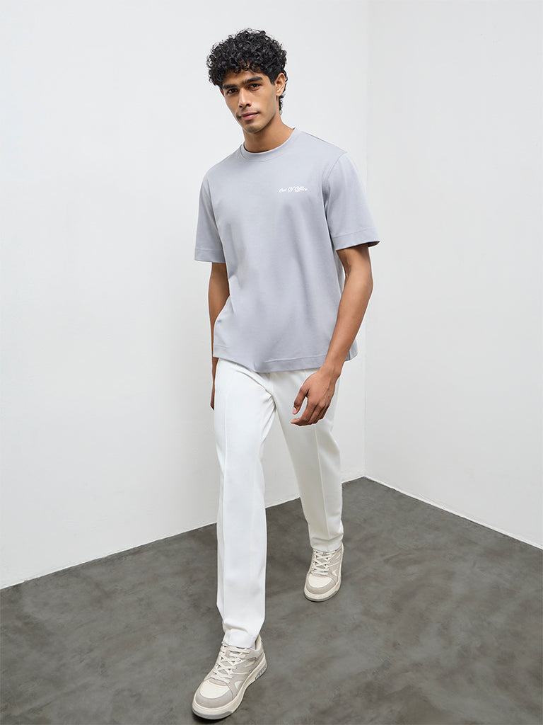 Nuoflexx Grey Typographic Relaxed-Fit Cotton-Blend T-Shirt