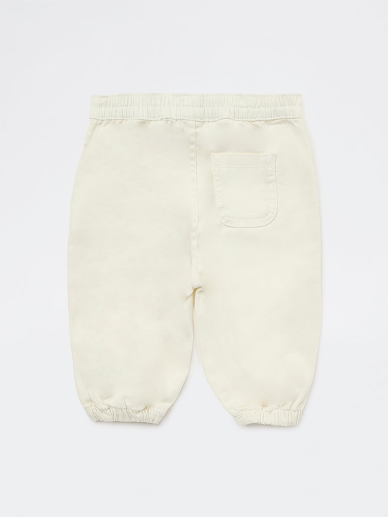 HOP Baby Boys Off-White Mid-Rise Cotton-Blend Joggers
