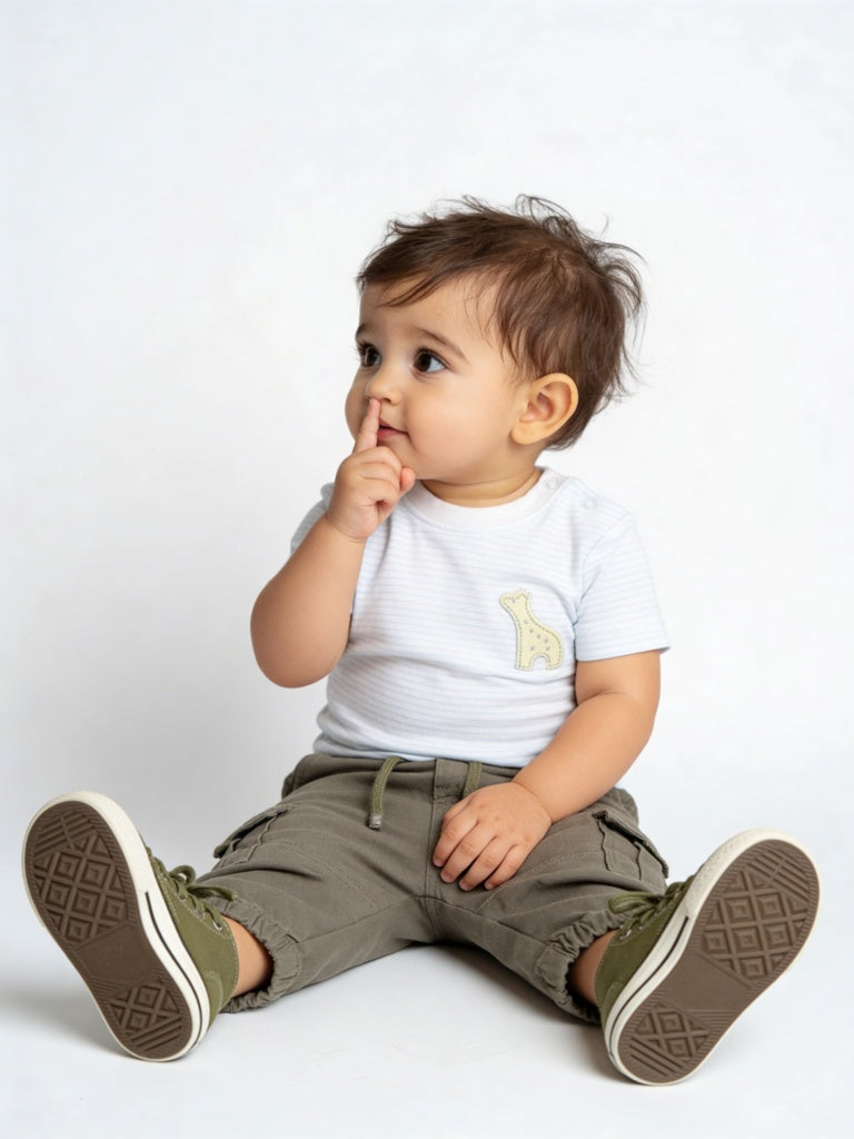 HOP Baby Boys Olive Mid-Rise Cotton-Blend Joggers
