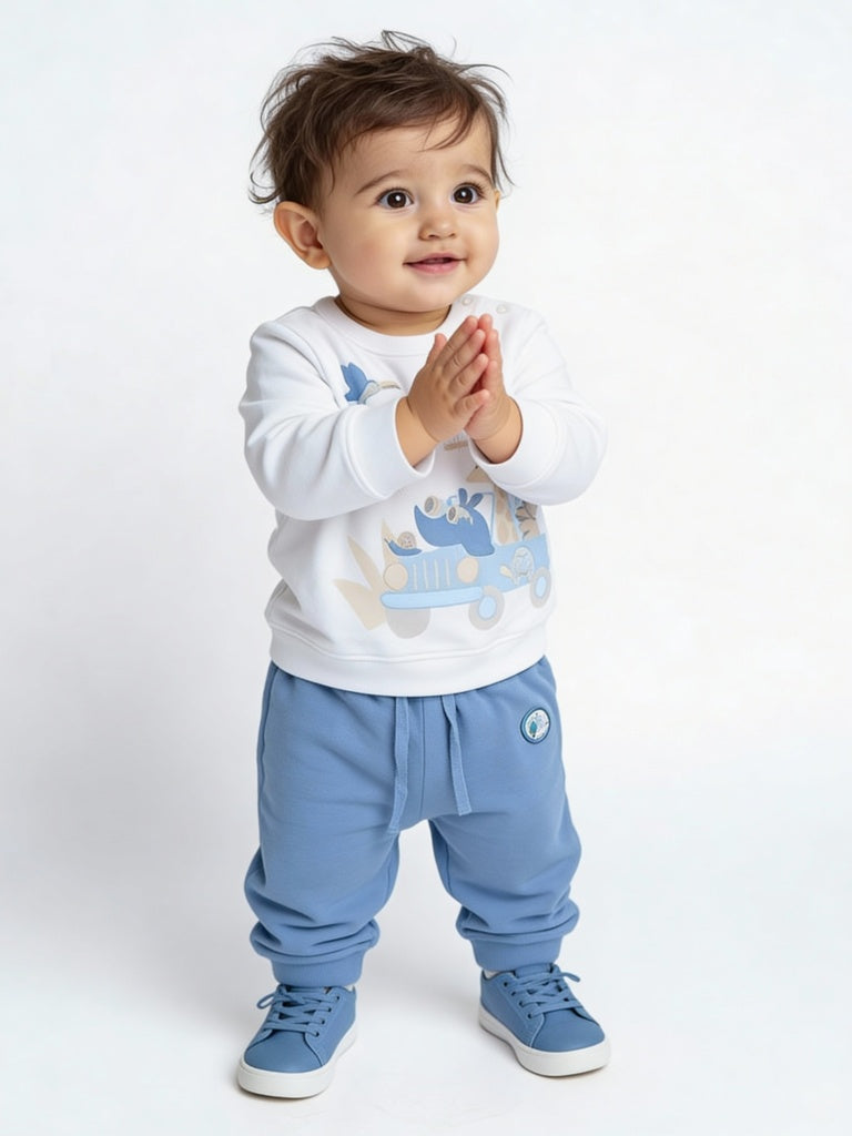 HOP Baby Boys Multicolour Cotton Sweatshirt and Joggers Set