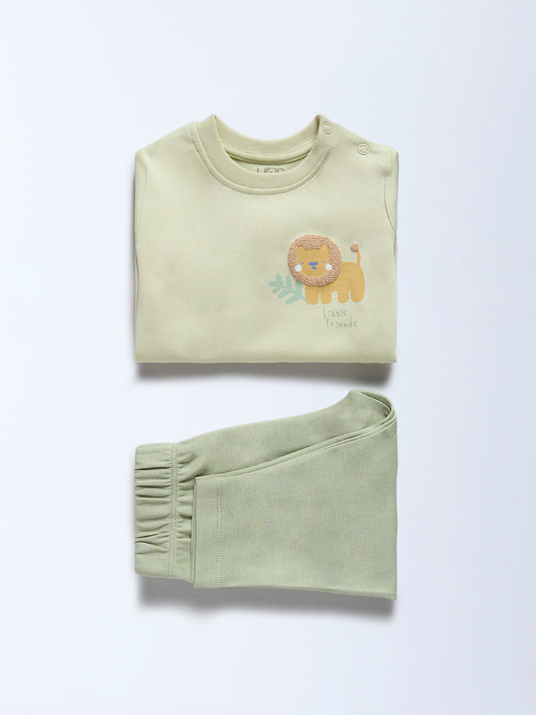 HOP Baby Boys Multicolour Animal Design Cotton T-Shirt and Pants Set - Exclusive
