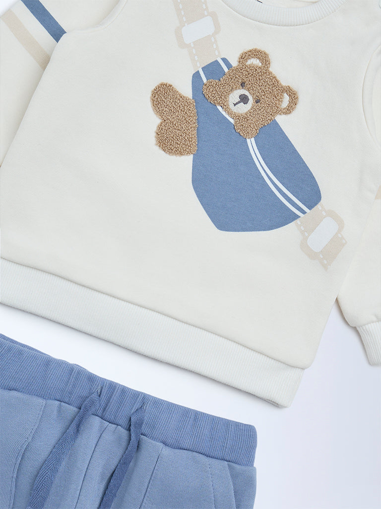 HOP Baby Boys Multicolour Cotton Sweatshirt and Joggers Set