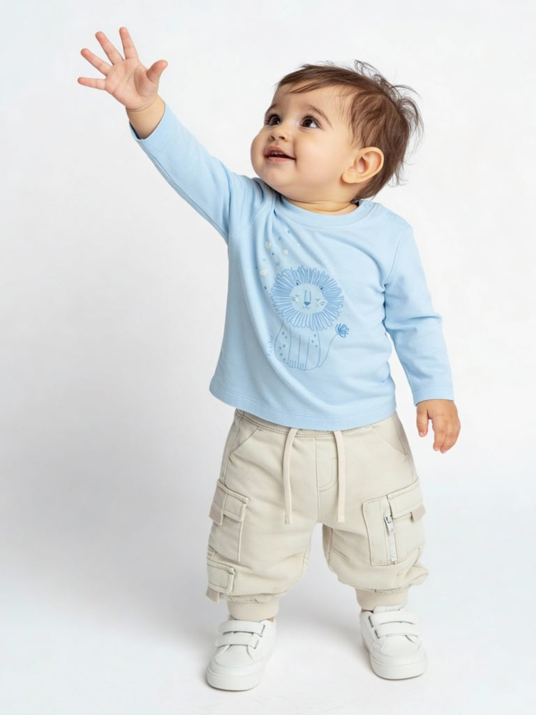 HOP Baby Boys Light Blue Cotton T-Shirts - Pack of 3