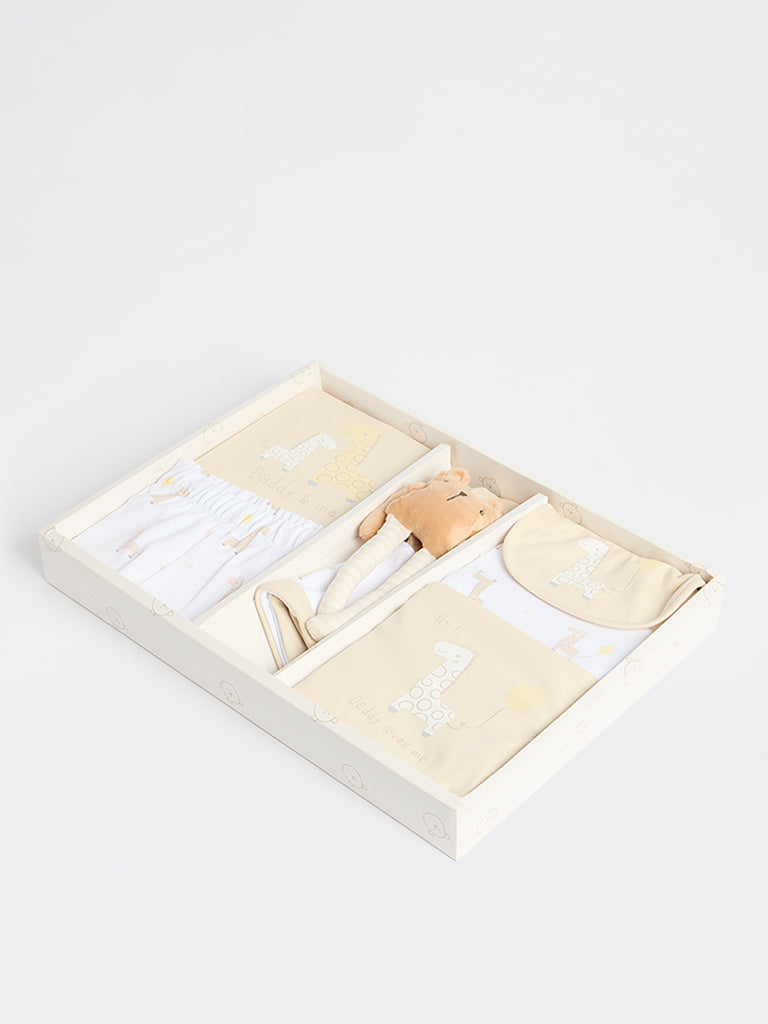 HOP Baby Boys Beige Cotton Gift Set (Pack of 8)