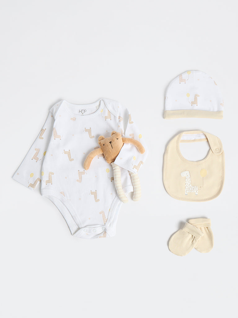 HOP Baby Boys Beige Cotton Gift Set (Pack of 8)