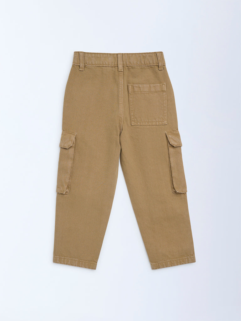 HOP Kids Boys Brown Cargo-Style Mid-Rise Jeans