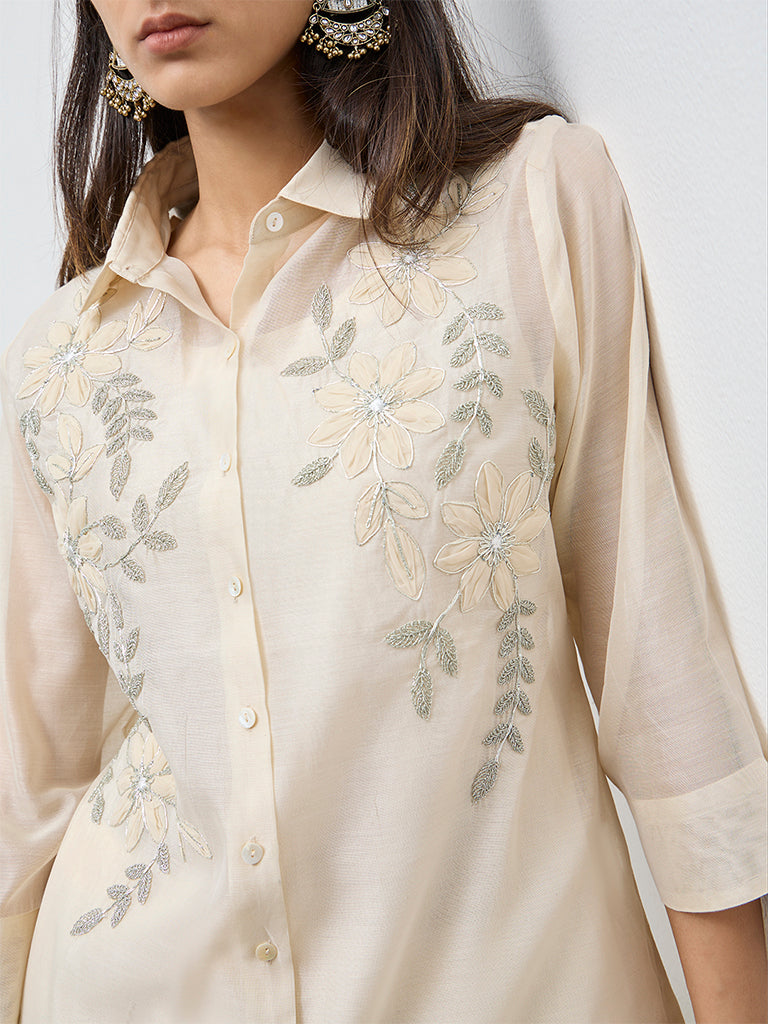 Vark Off-White Embellished Co-ord Set