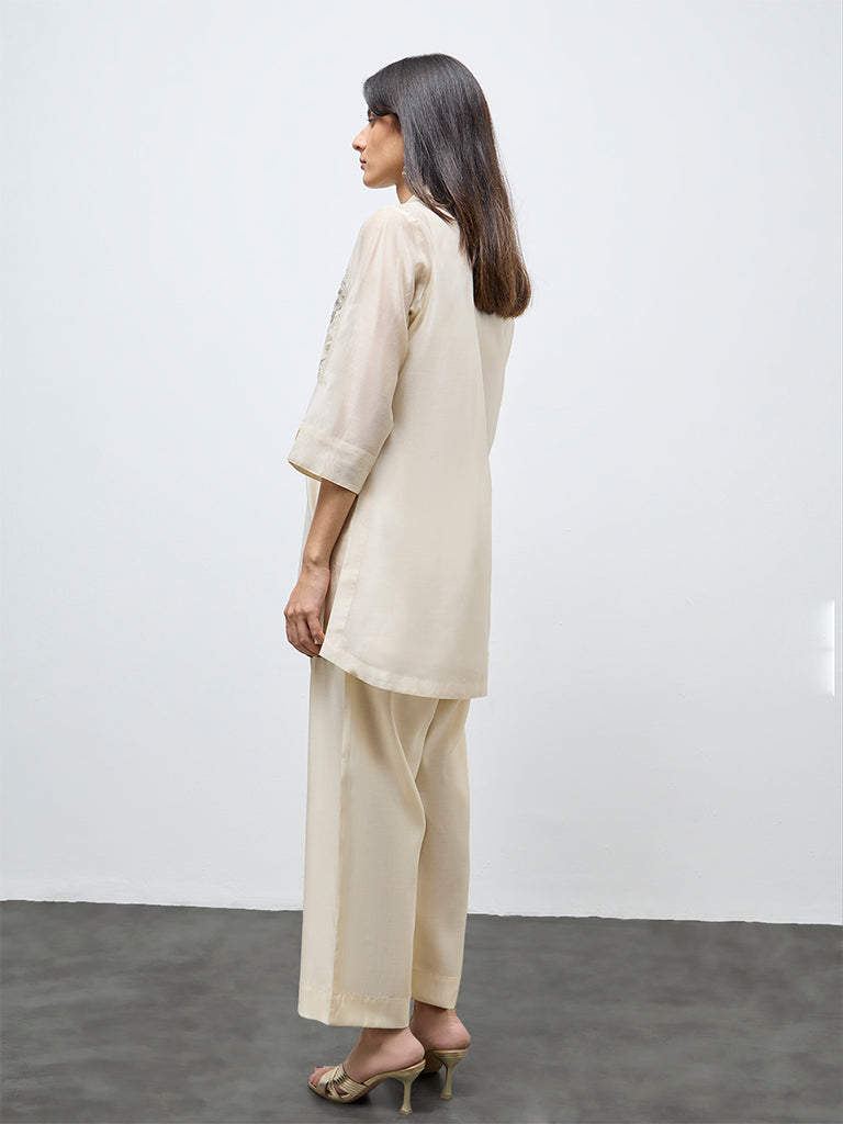 Vark Off-White Embellished Co-ord Set