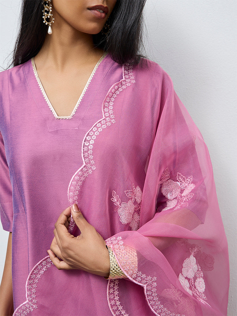 Vark Purple Solid Anarkali Ethnic Set