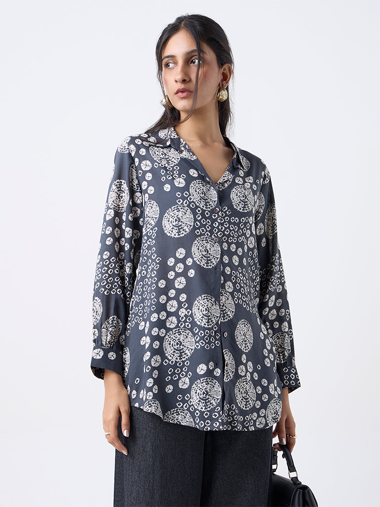 Utsa Charcoal Printed Tunic
