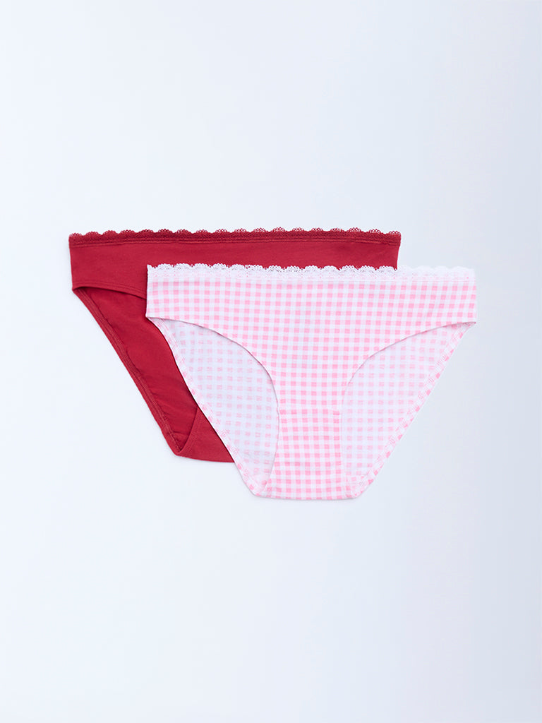 Superstar Multicolour Checks Cotton-Blend Briefs - Pack of 2