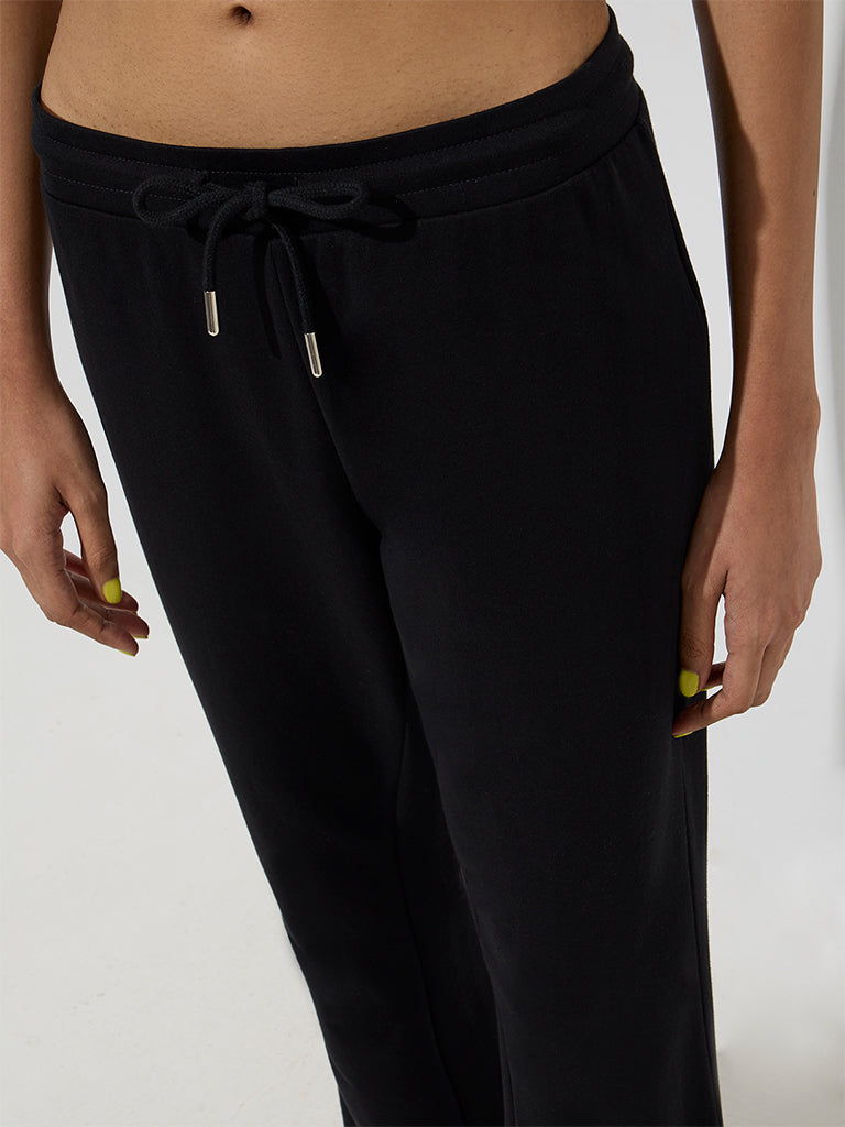Superstar Black Bootcut High-Rise Cotton-Blend Pants