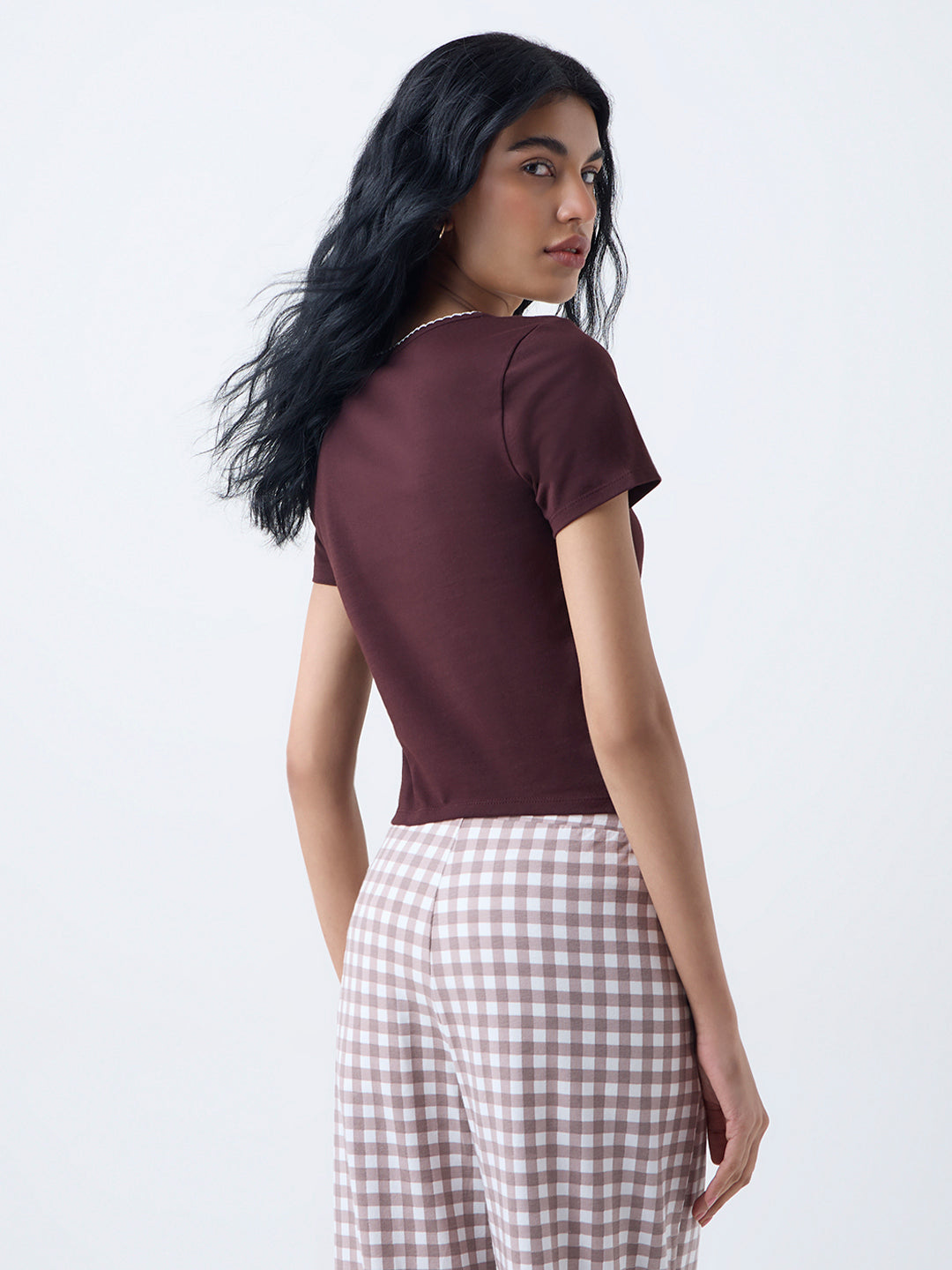 Superstar Dark Brown Heart Design Cotton-Blend Top