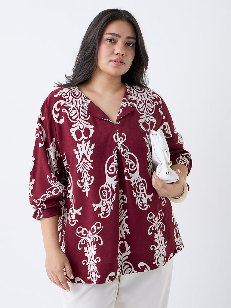 Gia Maroon Printed Blouse