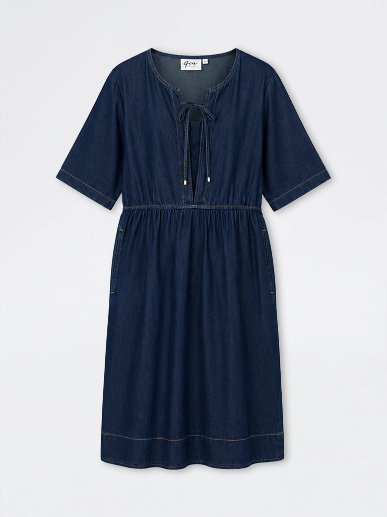 Gia Dark Blue A-Line Denim Dress