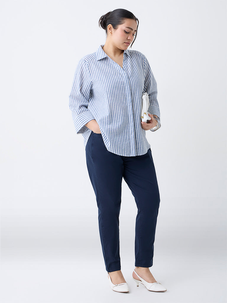 Gia Navy Solid High-Rise Jeggings