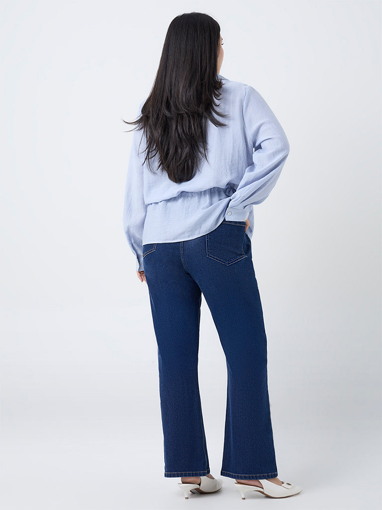 Gia Dark Blue Relaxed-Fit High-Rise Jeans