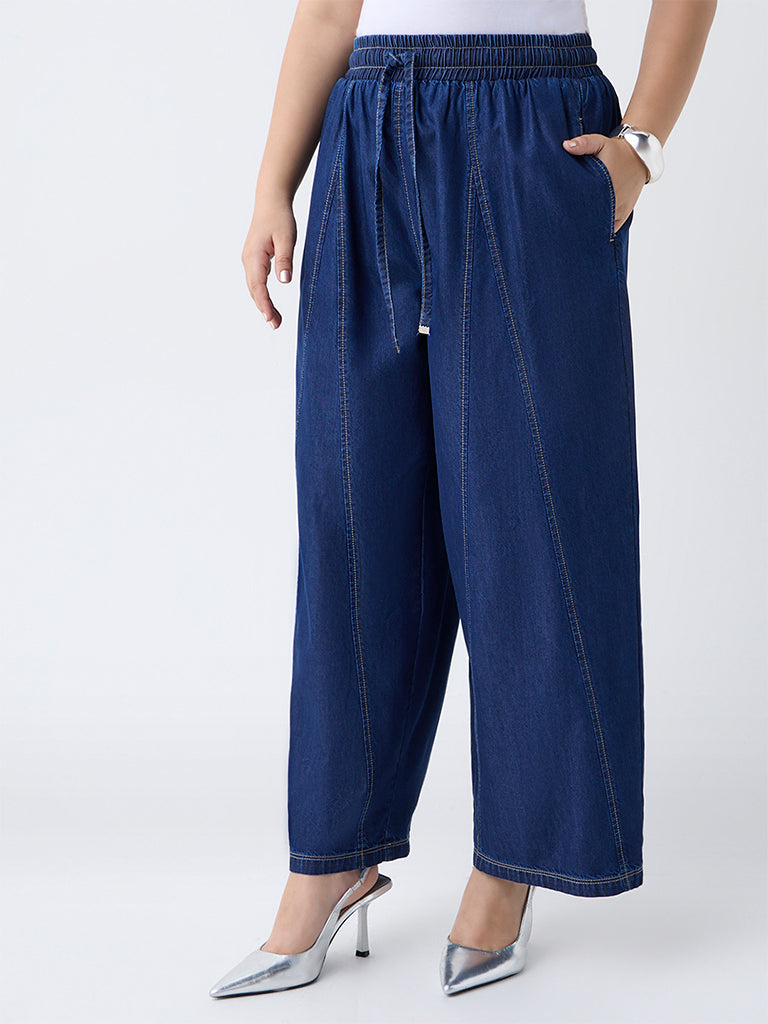 Gia Dark Blue Relaxed-Fit High-Rise Jeans