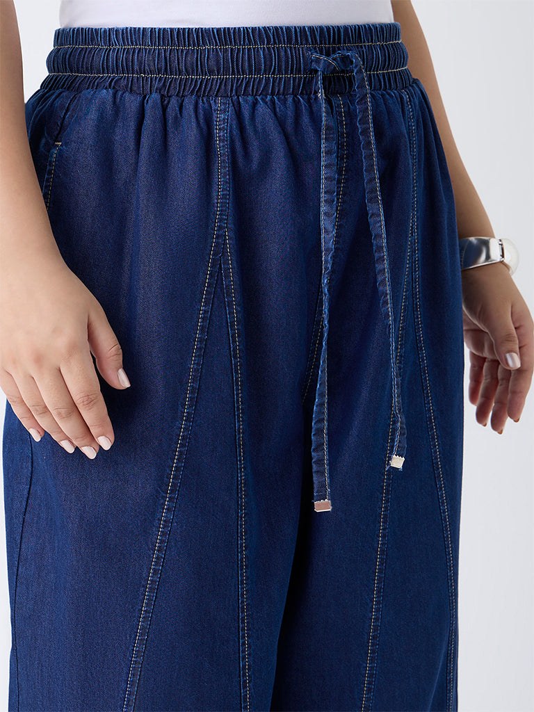 Gia Dark Blue Relaxed-Fit High-Rise Jeans