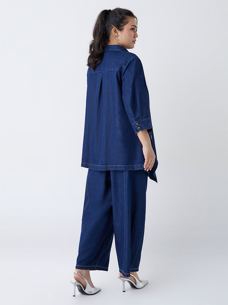 Gia Dark Blue Relaxed-Fit High-Rise Jeans