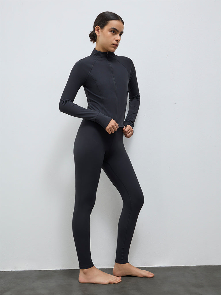 Nuoflexx Black Solid Mid-Rise Yoga Pants