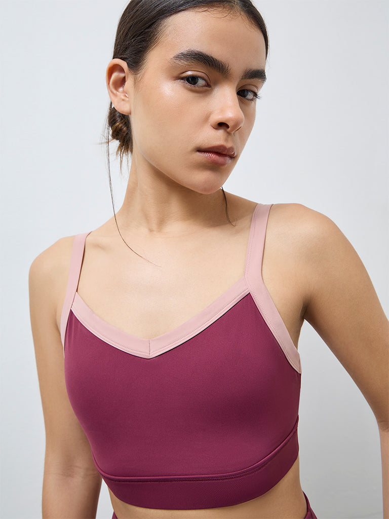 Nuoflexx Wine Solid Lightly Padded Bra Top