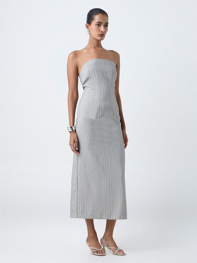 Wardrobe Grey Embellished Tube Dress