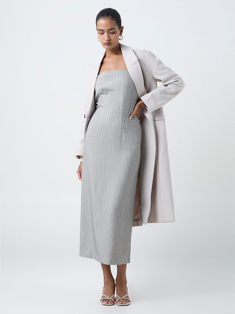 Wardrobe Grey Embellished Tube Dress