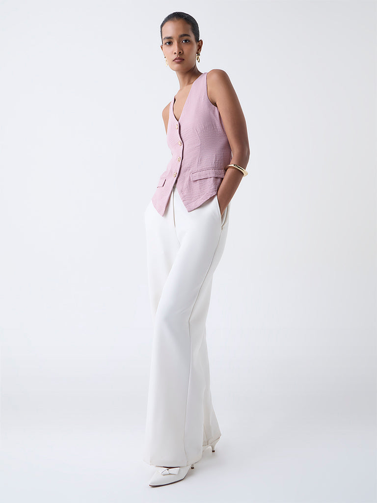 Wardrobe Dusty Pink Crinkle-Textured Waistcoat